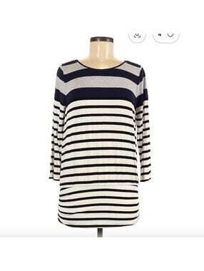 White House Black Market Striped Long Sleeve Top Size M